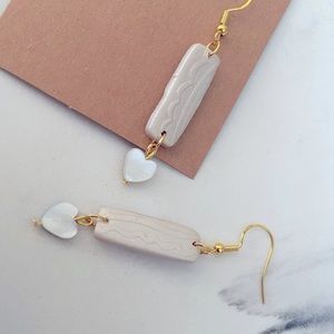 Womens earring heart handmade polymer clay